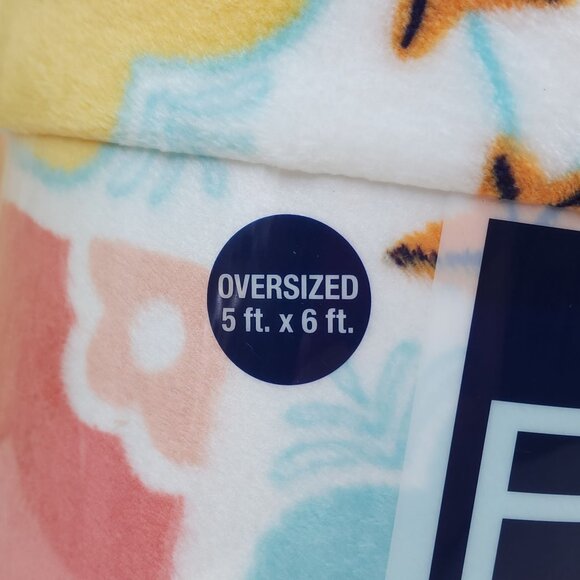 The Big One Oversized Plush Throw Blanket Coastal Print Faux Fur Tropical 5'x6' - Picture 12 of 13